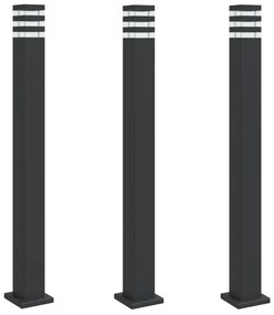 3 db fekete alumínium kültéri állólámpa 110 cm