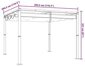 kerti pavilon visszahúzható tetővel krém 3x3 m acél