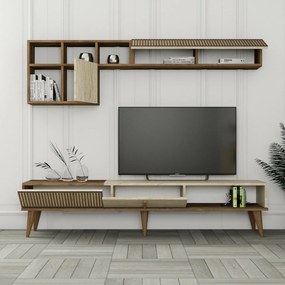 Milan Walnut and Travertine TV fal