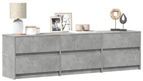 betonszürke szerelt fa TV-szekrény LED-ekkel 180 x 34 x 50 cm