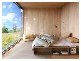 Barna borovi fenyő franciaágy ágyráccsal 180x200 cm Ziggy – Karup Design