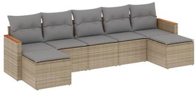 vidaXL 7 részes vegyes bézs polyrattan kerti ülőgarnitúra párnákkal