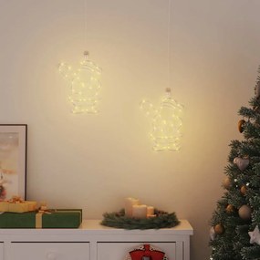 2 db meleg fehér karácsonyi fények mikulás sziluett 35 LED