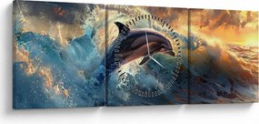 Kép - Delfin, illusztrációk (órával) (90x30 cm)