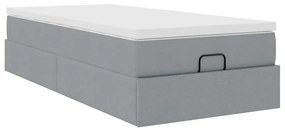 Ottomán ágykeret matraccal világosszürke 80x200cm szövet