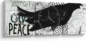 Kép - Street art - madár (órával) (90x30 cm)
