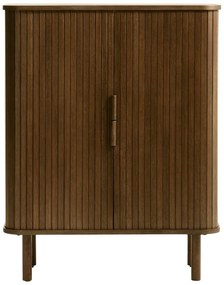 Barna szekrény tolóajtóval, tölgyfa dekorral 113x90 cm Cavo – Unique Furniture