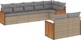 vidaXL 8 részes bézs polyrattan kerti ülőgarnitúra párnával