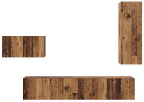 TV szekrény garnitúra 4 pcs Régi fa 30.5 x 30 x 90 cm Faanyag