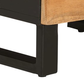 tömör akácfa és vas magasszekrény 3 ajtóval 40x33x110 cm