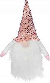 Manó Rózsaszín Flitteres Sapka 38CM Karácsonyi Dísz Figura