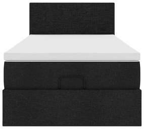 fekete szövet ottomán ágy matraccal &amp; LED-ek 80x200cm