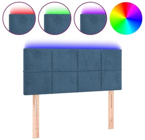 sötétkék bársony LED-es fejtámla 100x5x78/88 cm
