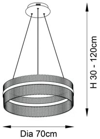 Endon 81908 - ADRIEL LED 58W 230V 3000K állítható arany függeszték