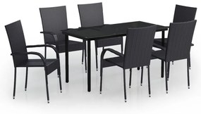 vidaXL 7 részes fekete kerti étkezőgarnitúra