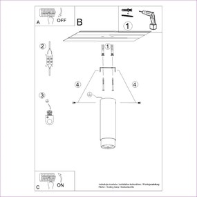 Fekete-ezüstszínű mennyezeti lámpa Crown – Sollux