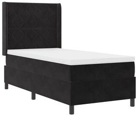 Boxspring Ágy Mattal és LED-del Fekete 100x200 cm Bársony