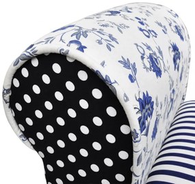 kék és fehér foltvarrott pad