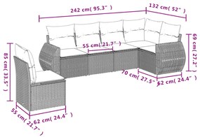 6 részes szürke polyrattan kerti ülőgarnitúra párnákkal