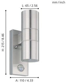 Eglo 79594- LED Kültéri lámpa érzékelővel ARAPONGAS 2xGU10/2,8W/230V IP44 króm