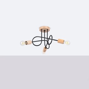 Sollux SL.1477 - Felületre szerelhető csillár EMBER 3xE27/15W/230V fekete/bézs/bükkfa