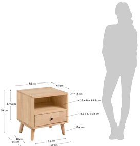 Wari kaucsukfa éjjeliszekrény - Kave Home