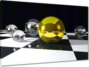 Vászonkép 90x60 Sárga gömb a sakktáblán