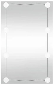 téglalap alakú üveg falitükör LED fényekkel 40 x 60 cm