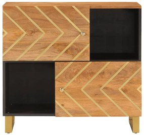 barna és fekete tömör mangófa kisszekrény 80x33,5x75 cm