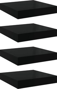 vidaXL 4 db magasfényű fekete MDF lebegő fali polc 23 x 23,5 x 3,8 cm