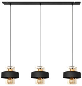 Csillár zsinóron VOLTA 3xE27/15W/230V fekete/arany