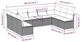 9 részes szürke polyrattan kerti ülőgarnitúra párnákkal