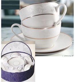 Satin porceláncsésze+alj, 6 személyes, 250ml, dobozban