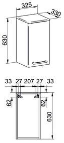 Mereo Mereo, Bino felső fürdőszobai szekrény, 63 cm, jobb, fehér, MER-CN666