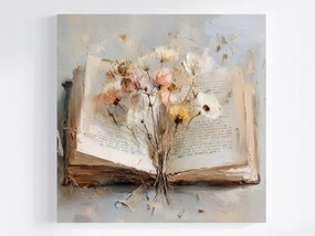 Vászonkép Canvas Dekoráció Absztrakt Könyv Szárított Virágok 40x40