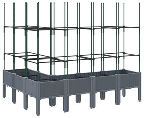 szürke PP rácsos kerti ültetőláda 160 x 120 x 142,5 cm