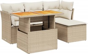 vidaXL 6 részes bézs polyrattan kerti ülőgarnitúra párnával