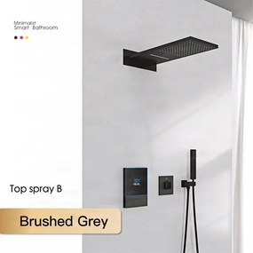 Zuhanyrendszer ELITE EDITION BCS1721 falba süllyesztett kivitelben, termosztáttal és vízesés funkcióval, többféle színben — Gunmetal szürke — Fali