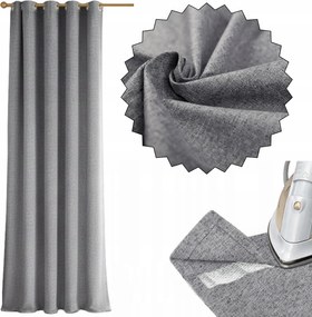 Sötétítő Függöny Lenvászon +rövidítő Szalag 140x250 Szürke