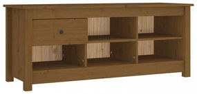 mézbarna tömör fenyőfa cipősszekrény 110 x 38 x 45,5 cm