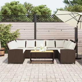 barna polyrattan kerti kanapé párnákkal