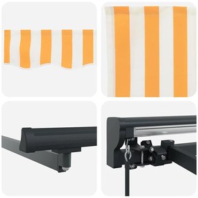 Behúzható napellenző Narancs és fehér 500x300 cm szövet