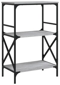 3 szintes szürke sonoma szerelt fa könyvespolc 56x35x90,5 cm