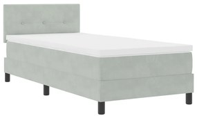 Boxspring Ágy Mattress-szel és LED Fénnyel Szürke 90x200 cm Bársony