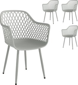 Outsunny 4 darab kültéri teraszszék — gyémántmintás háttámla, UV-álló PP ülés, fém lábak, szürke | Aosom