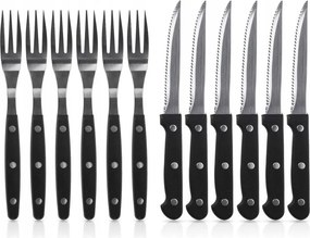 12x Steak evőeszközök hamburger pizza hús grill villa kés fogakkal
