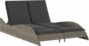 vidaXL szürke polyrattan napozóágy párnákkal 114x205x73 cm