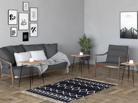 Dohányzóasztal szett (3 db.) Pakamo (fekete + atlanti fenyő). Akció -15%. 1094319