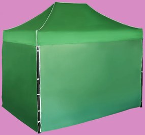 Gyorsan összecsukható sátor 2x3m – acél, Zöld, 4 oldalfal