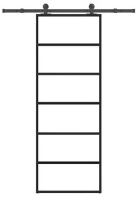 ESG üveg és alumínium tolóajtó fémszerelvény-szettel 76x205 cm